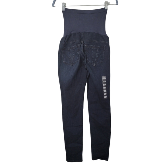 Indigo Blue Dark Wash Slim Straight Maternity Secret Belly Jeans - Picture 2 of 16